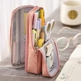 thumbnail image 5 of Standing Pencil Case with 2 Compartments, Magnetic Mobile Phone Holder Pen Bag, Large Capacity Storage Pouch, University Stationery Organizer for Adults & Teens(B), 5 of 8
