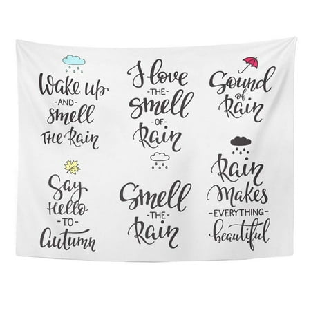UFAEZU Season Life Inspiration Quotes Lettering Motivational Rain Makes Everything Beautiful Sound Smell Rainy Wall Art Hanging Tapestry Home Decor for Living Room Bedroom Dorm 51x60 (Best Way To Make Your Room Smell Good)