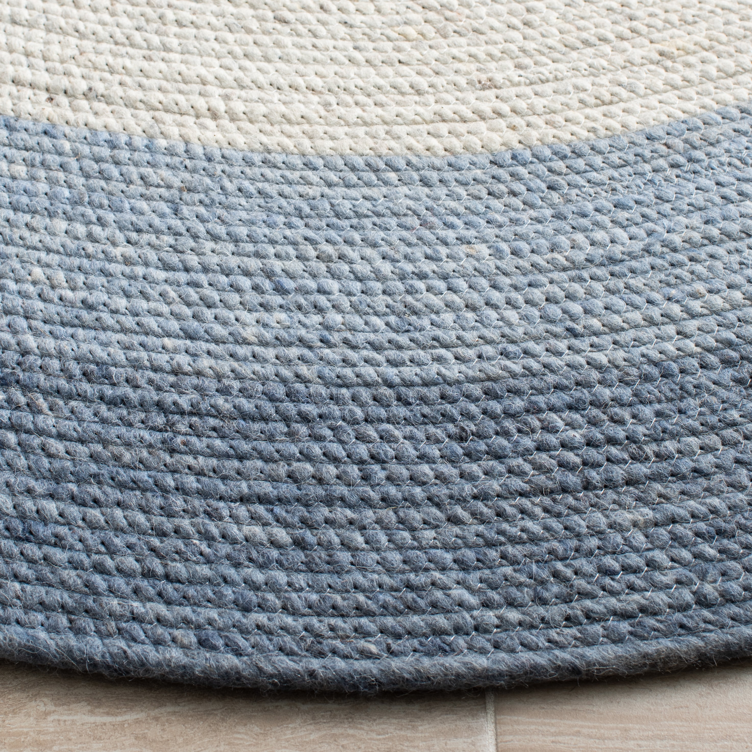 SAFAVIEH Braided Nazca Geometric Reversible Area Rug, Ivory/Blue, 8' x 10' Oval