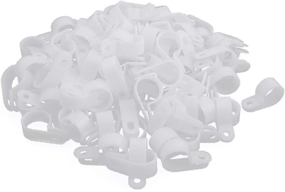 100Pcs creamy-white Nylon R-Type Cable Clamp 3/4