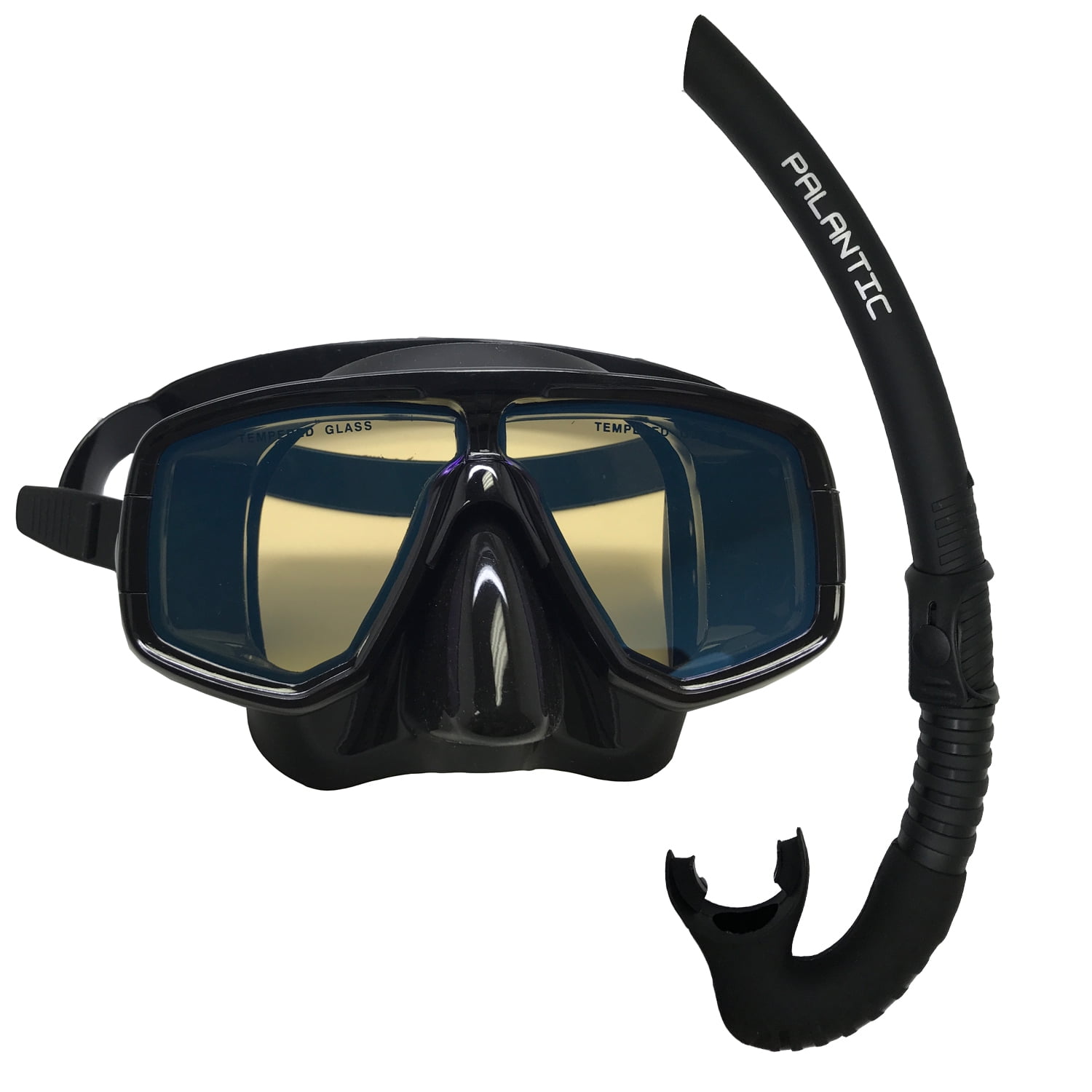 Scuba Choice Dive Mask With Blue Mirror Coated Lense + Black Snorkel