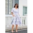 thumbnail image 3 of Zeagoo Floral Midi A-Line Dress Women's Boho V-Neck Spring Summer Dress Layer Ruffle Hem Cute Dress, 3 of 7