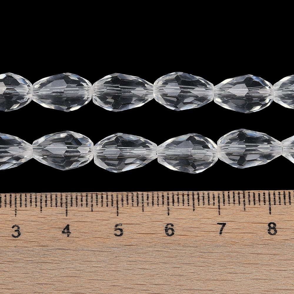 Transparent Glass Beads Strands Faceted Teardrop Clear 8x6mm Hole: 1.2mm about 65~67pcs/strand 20.08 inch(51cm)