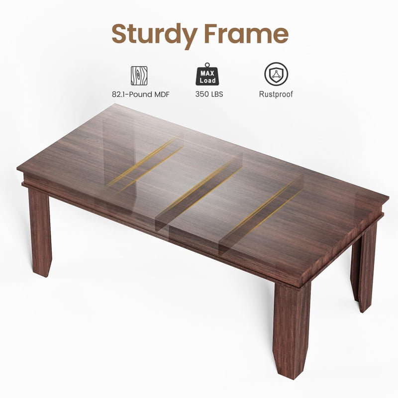 TROPOW Farmhouse Dining Table for 6-8 People, 71 in Long Kitchen Tables with Wooden Sturdy Frame, 6 ft Large Rectangular Dinner Table for Dining Room, Kitchen