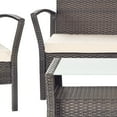 thumbnail image 3 of SAFAVIEH Avaron Outdoor Patio 4 Piece Conversation Set, Brown/Beige, 3 of 4