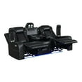 thumbnail image 3 of Benjara Nova 85 Inch Dual Power Recliner Sofa, Theater Lit, Faux Leather, Black, 3 of 6