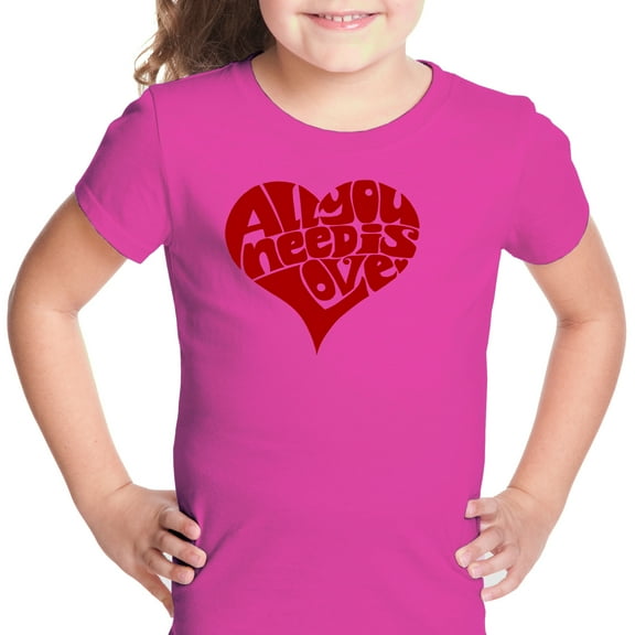 LA Pop Art Girl's Word Art T-shirt - All You Need Is Love