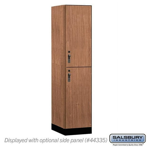Salsbury Industries 18-42161RO 18 in. Wide Premier Wood Locker - Double Tier - 1 Wide - 6 ft. High - 21 in. Deep - Red Oak - Hasp