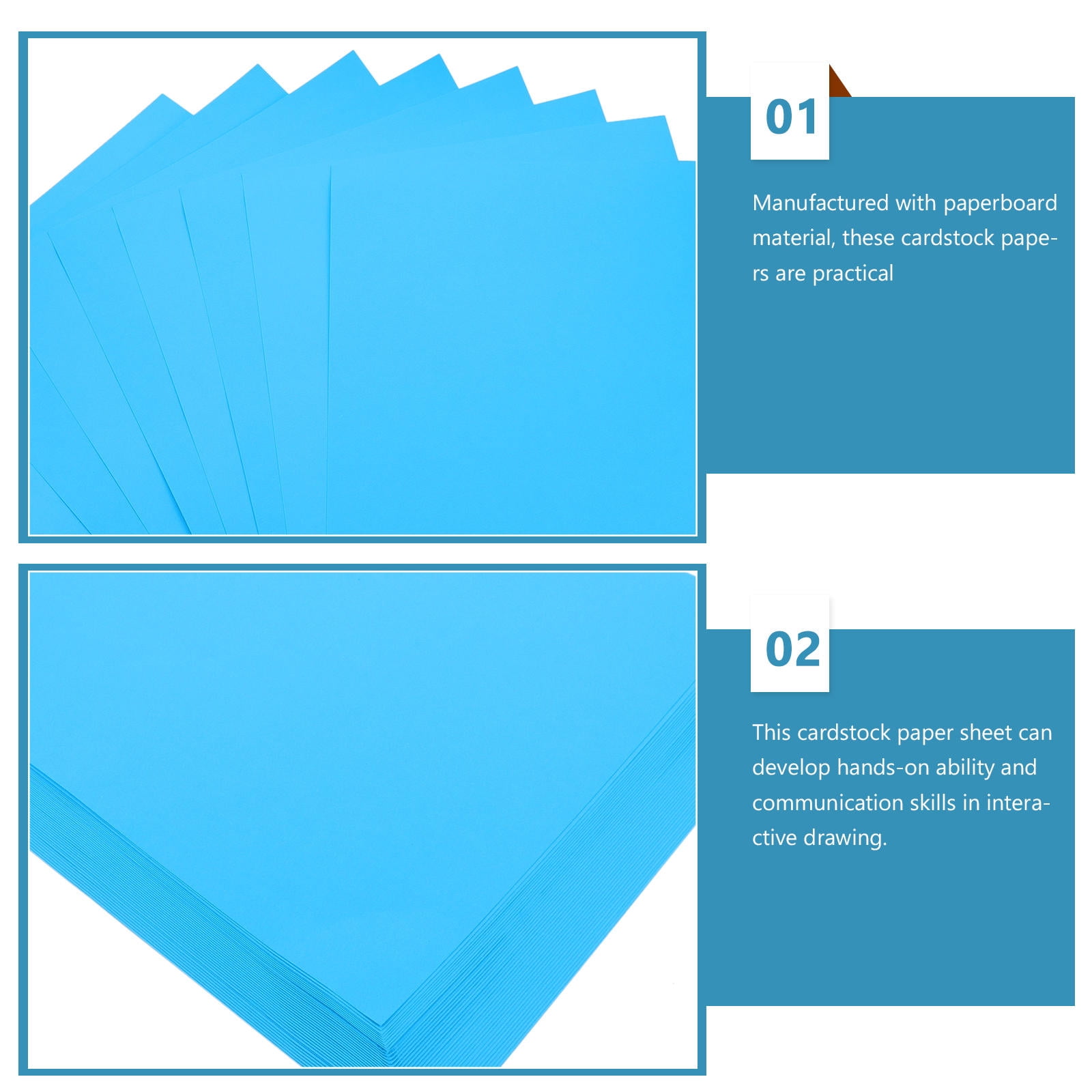 WHAMVOX  50 Sheets Color Cardboard Painting Paper Drawing Student Child Blue
