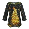 thumbnail image 4 of Meichang Hauts d'Automne pour Femmes Grande Taille T-Shirts Graphiques Pailletés Arbre de Noël Légers à Manches Longues Col Ras du Cou Chandail de Noël Hauts des Fêtes, 4 of 5
