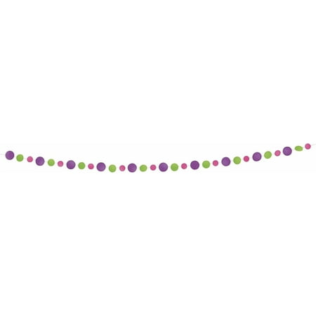 Hanging Garland Pink, Purple, Green Dots 9 ft Easter Spring Decoration