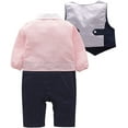 thumbnail image 2 of Stylesilove Toddler Boy Long Sleeve Bow-tie Tuxedo Romper with Vest 2 Pcs Outfit&nbsp;, 2 of 4