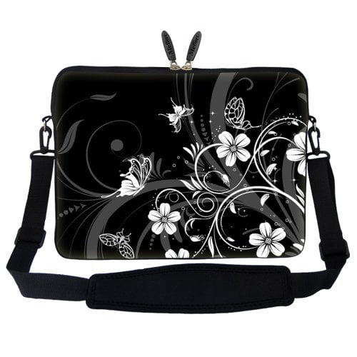 Insects Pattern Laptop Shoulder Messenger Bag Computer Briefcase Business Notebook Sleeve Cover Carrying Handle Bag for 14 inch to 15 inch