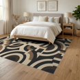 thumbnail image 3 of ODIKA 6'x9' Beige Brown Geometric Interlocking Maze Washable Area Rug Contemporary Abstract Labyrinth Motif with Curved Non-Slip, Easy Care, for Family Room, Living Mater Bedroom, 3 of 7