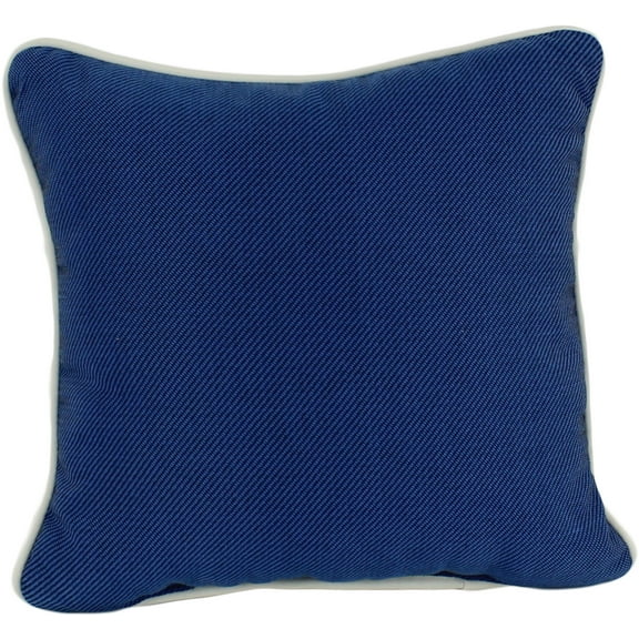 College Covers 16"x16" Blue Spun Polyester Decorative Pillow, Piping Trim