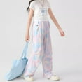 thumbnail image 3 of MIASHUI Pantalons Cargo pour Filles Taille Élastique Pantalons Larges Décontractés Activités Extérieures, Multicolore, 12-13 Ans, 3 of 8