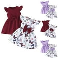 thumbnail image 5 of Zwiiyzr 2025 6M-3T Toddler Girls 2 Pack Dress Ruffle Sleeveless Floral Print Dress + Solid Color Dress for Girl Sets Casual Dress Set Purple, 5 of 5
