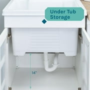 Tehila White Laundry Sink with Cabinet and Stainless Pull-down Faucet