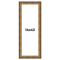 14x43 Frame Vintage Gold Solid Wood Picture Frame | 2.5 Inch Moulding Width | Ornate Bronze Museo