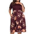 thumbnail image 3 of Plus Size Women's Summer Splicing Boho Floral Short Sleeve Shirt Skirt Dresses Long Maxi Dress Party Cocktail Beach Sundress XL-5XL, 3 of 4