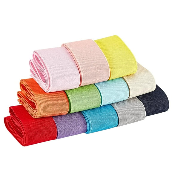 12-Colors 13 Yards Elastic Band 1-1/2 Inches Ribbon Stretch Elastic for Sewing Hair Tie Craft Project DIY