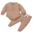thumbnail image 1 of AMERTEER Newborn Baby Girls Fall Winter Clothes Set Ribbed Knit Long Sleeve Romper Tops Pants 2PCS Outfit Yellow 9-12 Months, 1 of 8