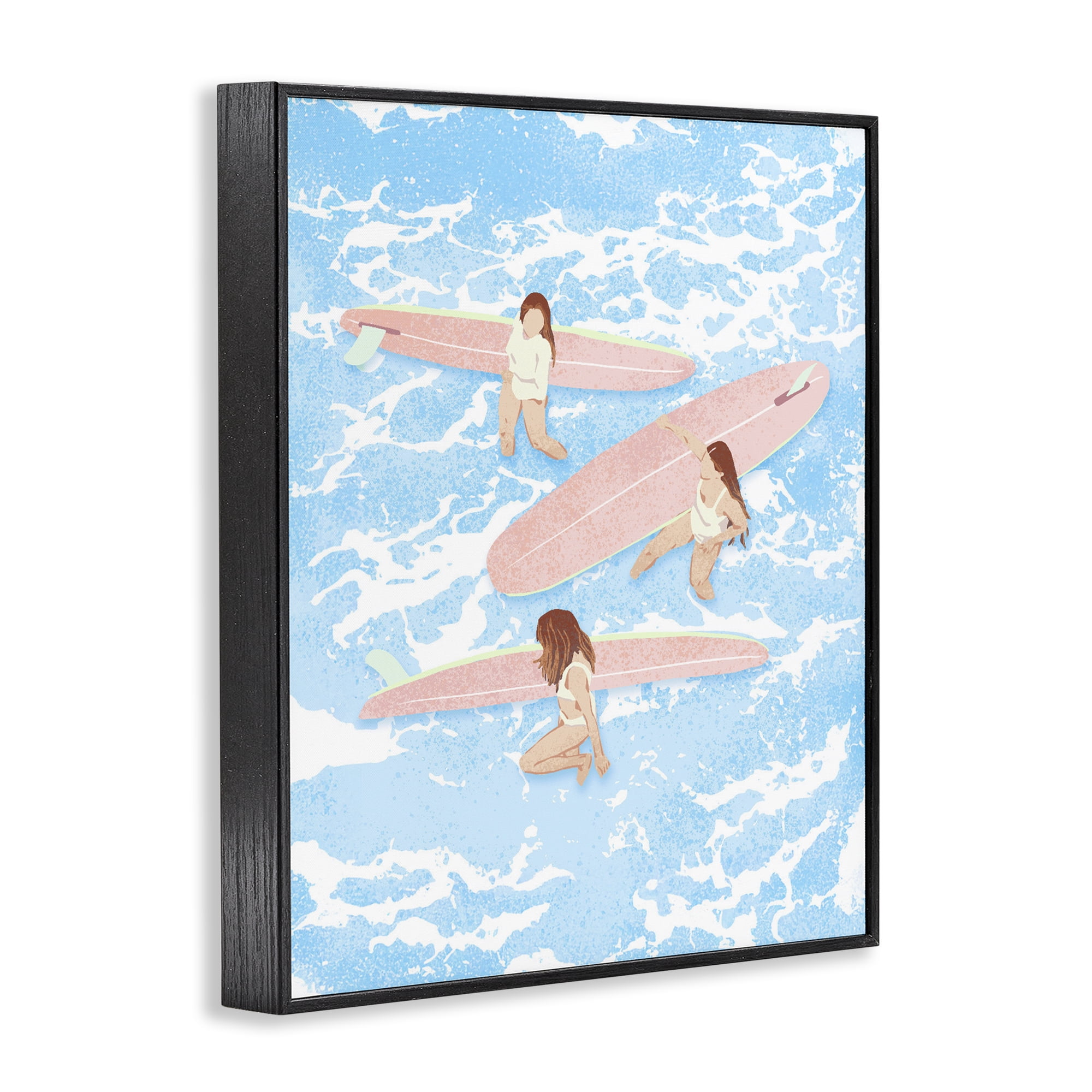 Surfing Girls Trio Black Framed Giclee Art, design by Ziwei Li