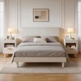 thumbnail image 6 of CQSXDA 2 Pack Fluted Wood Nightstands with Drawer and Open Storage, Modern Bedroom Bedside Side End Tables for Home Decor, White, 6 of 21
