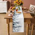 thumbnail image 2 of Blue Teal Eucalyptus Cotton Linen Rectangle Table Runners 13"x48", Weeping Botanical Leaf Watercolor Coffee Table Runner Dresser Scarves Luxury Table Runners for Wedding Party Banquet Dinner Decor, 2 of 8