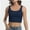 Deep blue, variant on Women's Sleeveless Strappy Tank Square Neck Double Layer Workout Fitness Casual Basic Crop Tops