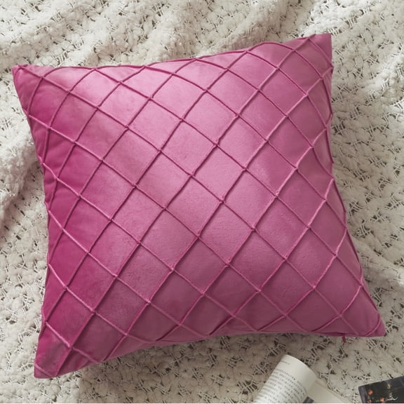 XmhyTop-A 45x45cm Velvet Decorative Throw Pillow, Square Home Decor Cushion with Hidden Zipper, Luxury Velvet Pillow,1 Piece,Dark Pink