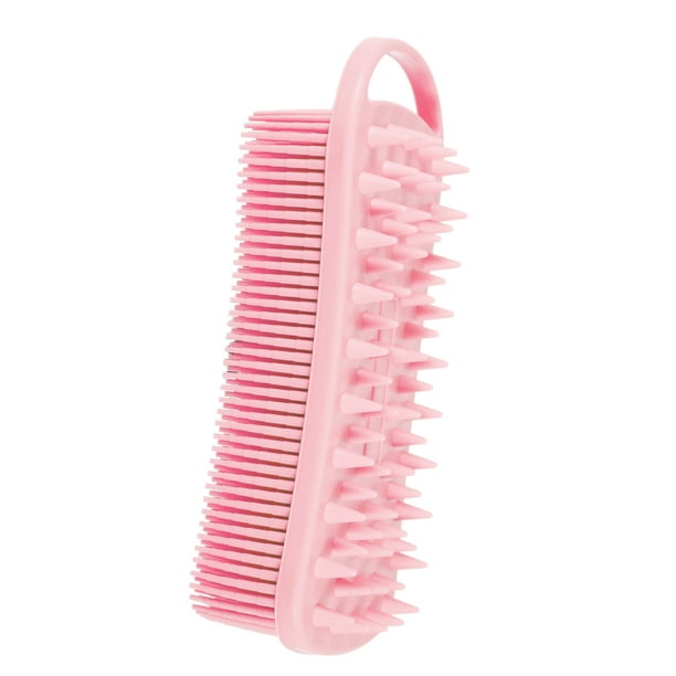 Exfoliante de Cuerpo de Silicona 2 en 1 Cepillo de Cuerpo Masajeador de Cuero Cabelludo Suave para Usar en la Ducha Rosa