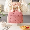 thumbnail image 4 of Cute Corduroy Lunch Bag for Women Men, Insulated Lunch Box Tote Bag Reusable Leakproof Bento Cooler Bag for Office Work Picnic Travel (Pink Flowers), 4 of 7