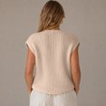 thumbnail image 4 of Sewkxo Womens Crochet Chunky Knit Top Sleeveless Cardigan Casual Button Down Crochet Sweater Vest Tops with Pockets,Beige S, 4 of 6