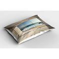 thumbnail image 2 of Ambesonne Ocean Pillow Sham 2 Pack, View of Sea Waves Rocks, 26"x20", Beige Blue White, 2 of 3