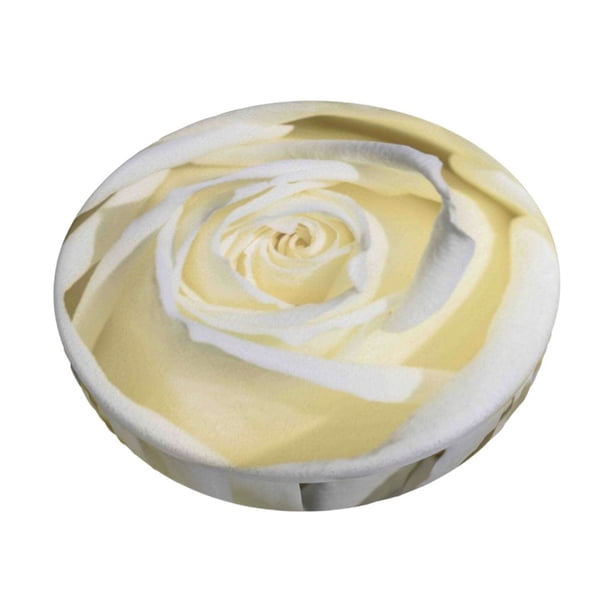 Disketp White Rose Funda Redonda para Taburete, Funda de Cojín para Silla de Bar Suave y Elástica-14 inch