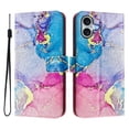 thumbnail image 2 of Compatible for iPhone 16 Plus Wallet Case, Painting Pattern Premium PU Leather [Credit Card Holder] [Wrist Strap] Flip Stand Feature Purse Case Full Protective Pattern Phone Cover, Coloful Marble, 2 of 17