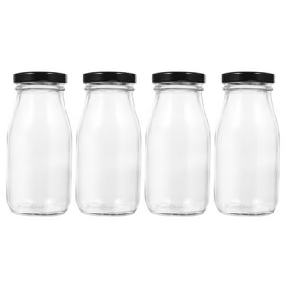 2 Pc 47oz Clear Glass Milk Bottles Glass Pitcher with Handle and Lids -  Airtight milk Container for Refrigerator Jug Water Juice Heavy Milk Bottle