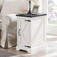 thumbnail image 3 of BOBOKY Nightstand with Charging Station, Rectangular Farmhouse End Table with Barn Door and Adjustable Storage Shelf, 17" Deep Wood Rustic Sofa Side Table for Living Room, Bedroom,White Color, 3 of 8