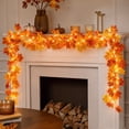 thumbnail image 5 of 78 Inch Maple Leaf Garland with White LED Lights, Battery Operated Autumn Fall Rattan for Door Wall Fireplace Table Decor, Halloween Thanksgiving Home Decoration, 5 of 6