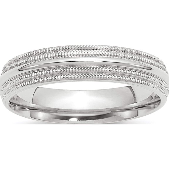 10K White Gold 10Kw 5mm Double Milgrain Comfort Fit Band Size 4 Made In United States 1wdmc050-4