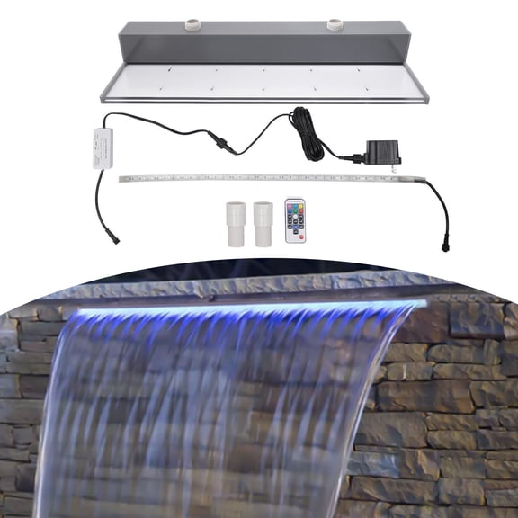 Waterfall Pool Fountain 7 Color Changing & Remote Lighted Waterfall Spillway