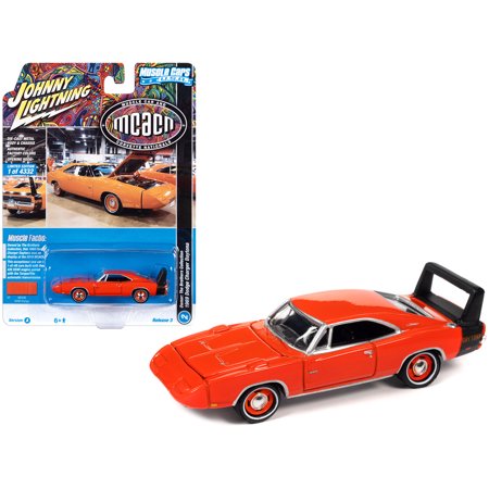 1969 Dodge Charger Daytona HEMI Orange w/Black Tail Stripe "MCACN" Ltd Ed to 4332 pcs 1/64 Diecast Model Car by Johnny Lightning