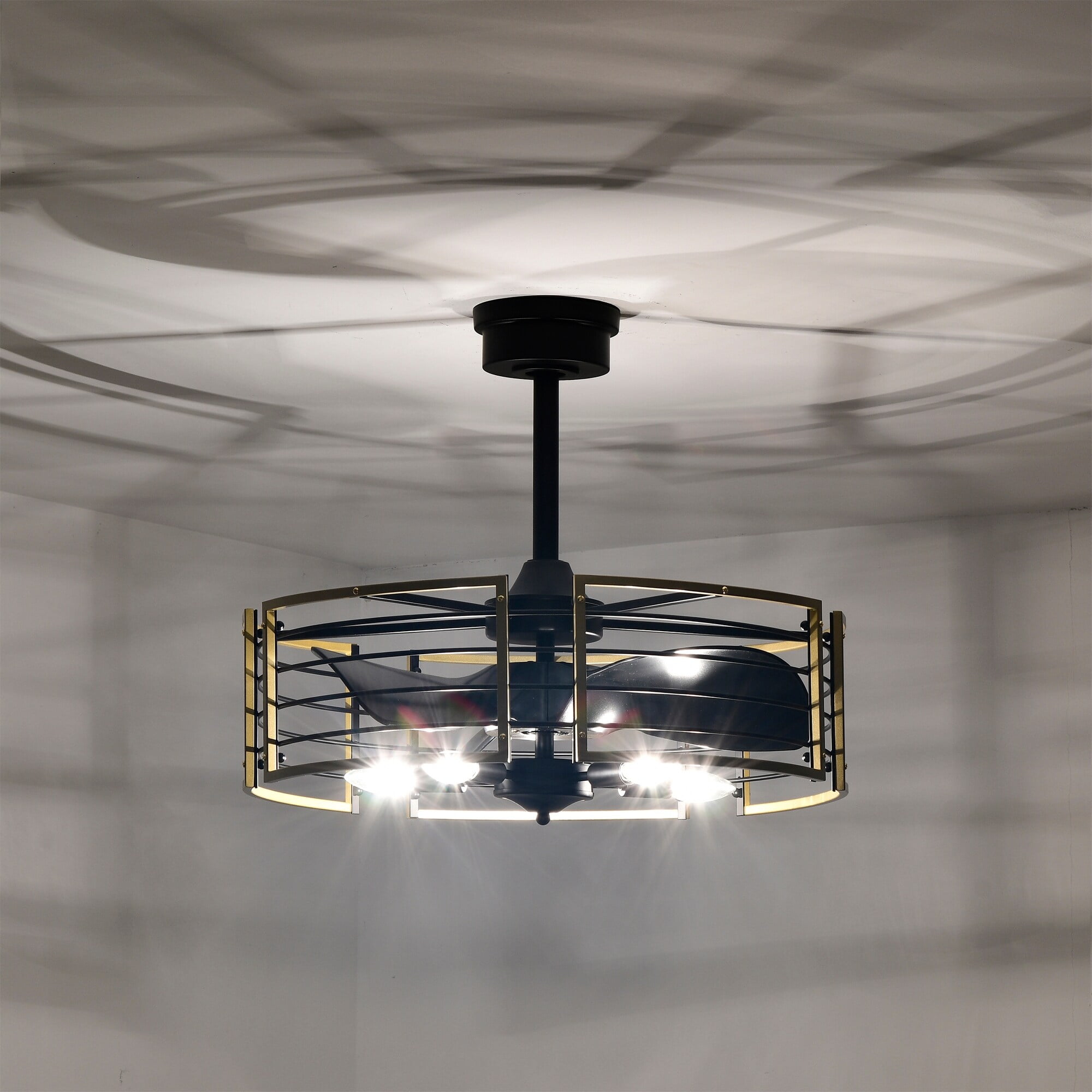 Veit 24 in. 5-Light Indoor Matte Black and Gold Finish Ceiling Fan with Light Kit