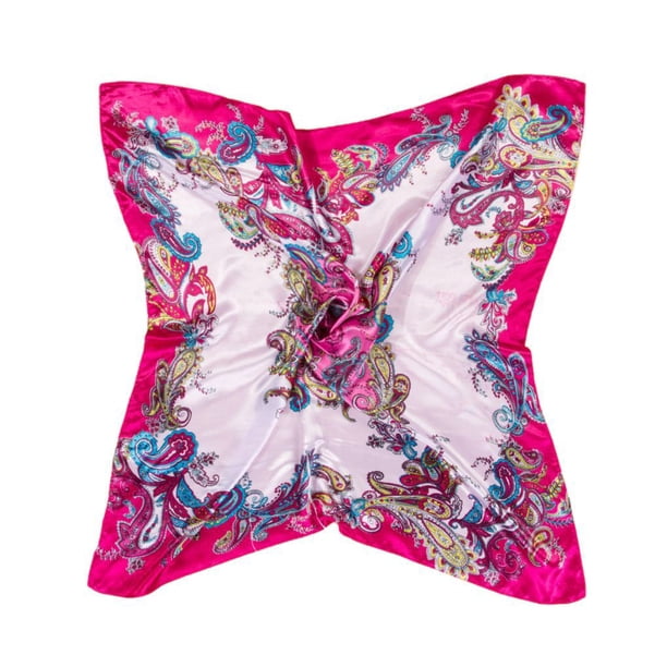 Qarigey Pañuelos de cabeza para mujer Pañuelos cuadrados de satén de seda Bufanda de cabeza hermosa de oficina Accesorios de disfraces Rosa roja Qarigey PS3196-05