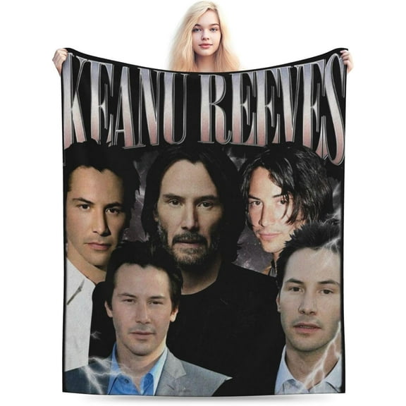 Keanu Actor Reeves Throw Blanket Flannel Blanket Warm Soft Microfiber Blanket for Living Room Couch Sofa Bedroom Decor Gifts 50"x40"
