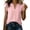 Pink, variant on CQONEPT Womens Cap Short Sleeve Ruffle Blouse Casual Pleated V Neck Dressy Shirts Summer Slim Solid Trendy Work Outfits Black XL
