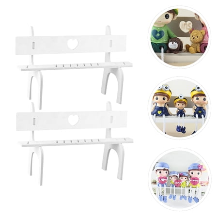 OUNONA 2 Sets Long Leg Doll Stools Sitting Doll Chairs DIY Assembly Doll Racks