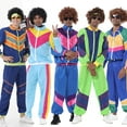 thumbnail image 2 of MesaSe 80s HipHop Costumes Outfits  Retro Tracksuit  Patchwork Zip Up Long Sleeve Coat and Pants, 2 of 4