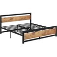 thumbnail image 3 of YUSAZENS King Bed Frame, Metal Platform Bed Frame with Wooden Headboard and Footboard, Non-Slip Heavy Duty Bed Frame with Large Under Bed Storage, Noise-free,No Box Spring Needed, 3 of 8